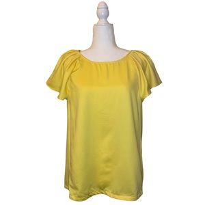 Paraella Bright Yellow Flounce Sleeve Top M
